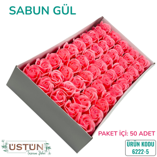  6222-5-SABUN GÜL-50 ADET-PEMBE-4,5CM