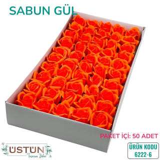  6222-6-SABUN GÜL-50 ADET-TURUNCU-4,5CM