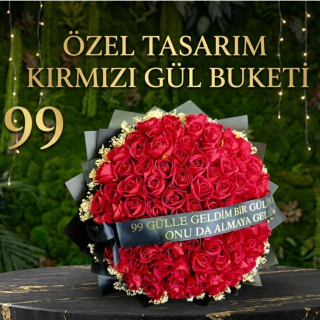99LU KIRMIZI GÜL BUKETİ-CİPSOLU