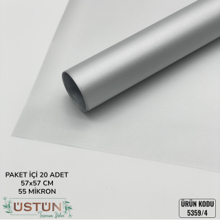 BUKETLİK-55cm-20 ADET-[MAT SAYDAM]-GÜMÜŞ