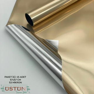 BUKETLİK ÇİÇEK AMB - 15 ADET - [METALİK AYNA]-GOLD