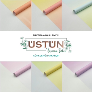 BUKETLİK ÇİÇEK AMB - 18 ADET - [MAKARON GÖKKUŞAĞI]