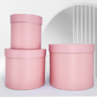 KAPAKLI SİLİNDİR KUTU SETİ - 3LÜ -PEMBE