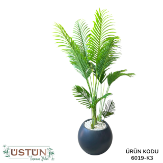 PLASTİK KÜRE3 SAKSILI 6019-PALMİYE 15 YPR.-190CM