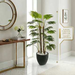 PLASTİK SİLVA060 SAKSILI-6004 PALMİYE YUVARLAK YPR. 21Lİ 210CM