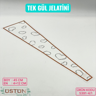 TEK GÜL OPP-12x4x45cm-50 ADET-[KALP]-BEYAZ