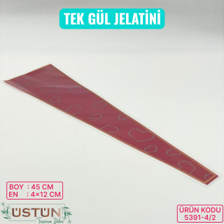 TEK GÜL OPP-12x4x45cm-50 ADET-[KALP]-BORDO