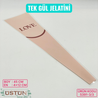 TEK GÜL OPP-12x4x45cm-50 ADET-[LOVE]-KREM