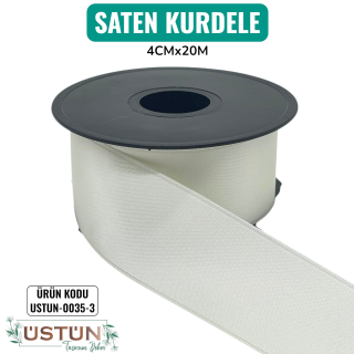 USTUN-0035-3/KURDELE SATEN 4CM*20M-KREM